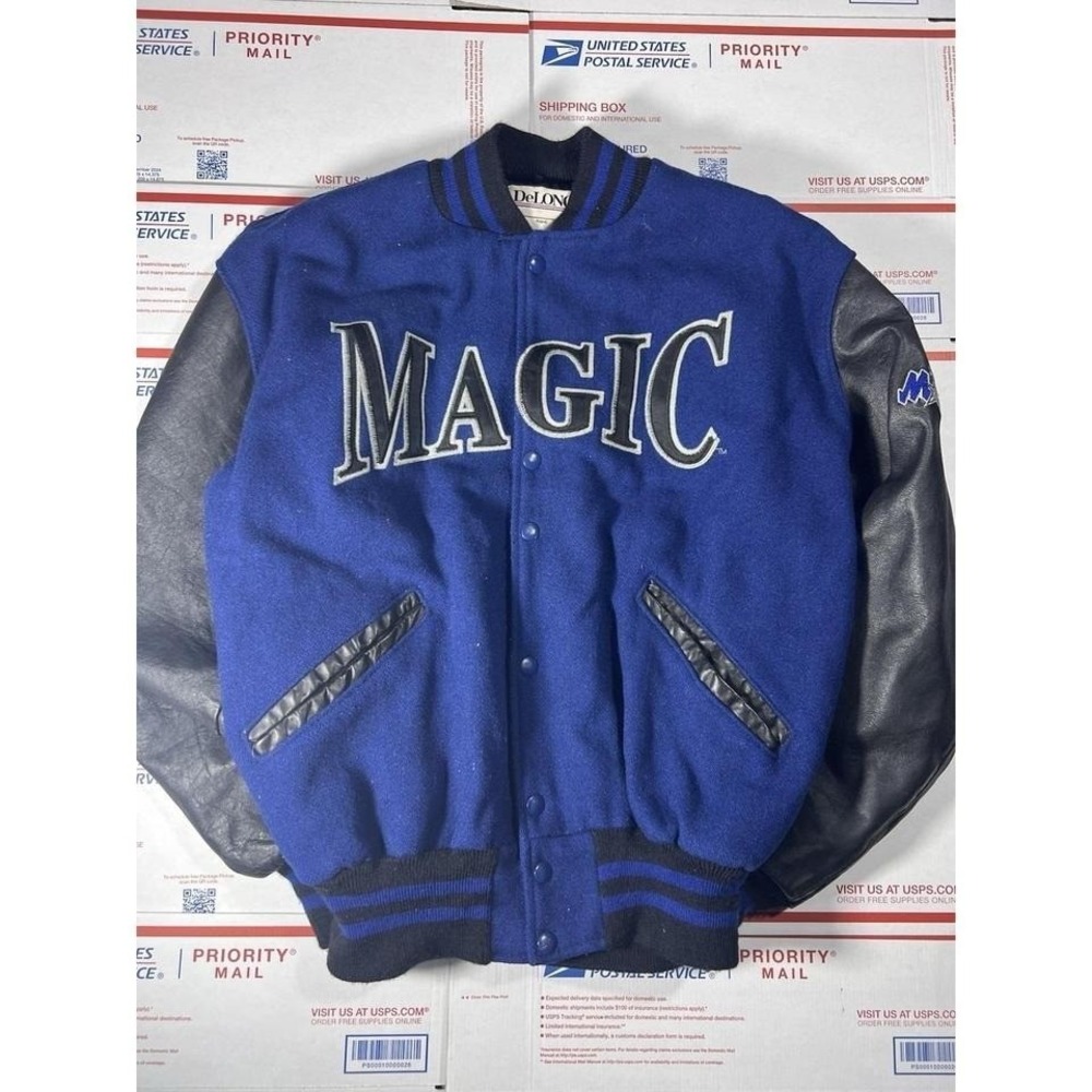 Vintage NWOT Delong NBA Orlando Magic Wool LEATHER‎ Varsity Jacket Mens L